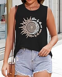 Sun Moon Graphic Tank Tops for Women Summer