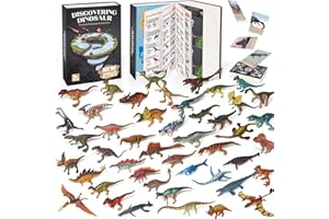 BIWASE Dinosaur Toys Book with 50 PCS Different Dinosaurs Figures & Pokers,Interactive Perfect for Kids Dinosaurs Educational Toys for 3 4 5 6 7 8 12 Year Old Boys&Girls