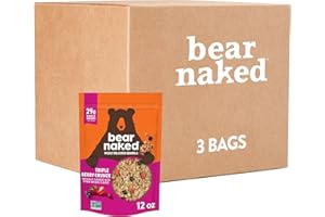 Bear Naked Granola Cereal, Whole Grain Granola, Breakfast Snacks, Mega Pack, Triple Berry Crunch (3 Bags)
