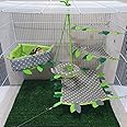 Cage Nest Set 5 Pieces/Set for Sugar Glider, Hamster, Squirrel, Marmoset, Chinchillas, Small Exotic Pet Cage Set Green & Grey Color