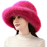 Dikoaina Luxury Faux Fur Bucket Hat for Women Girl – Oversized Brim, Super Soft & Fluffy Winter Hat, Cozy Fur-Like Beanie