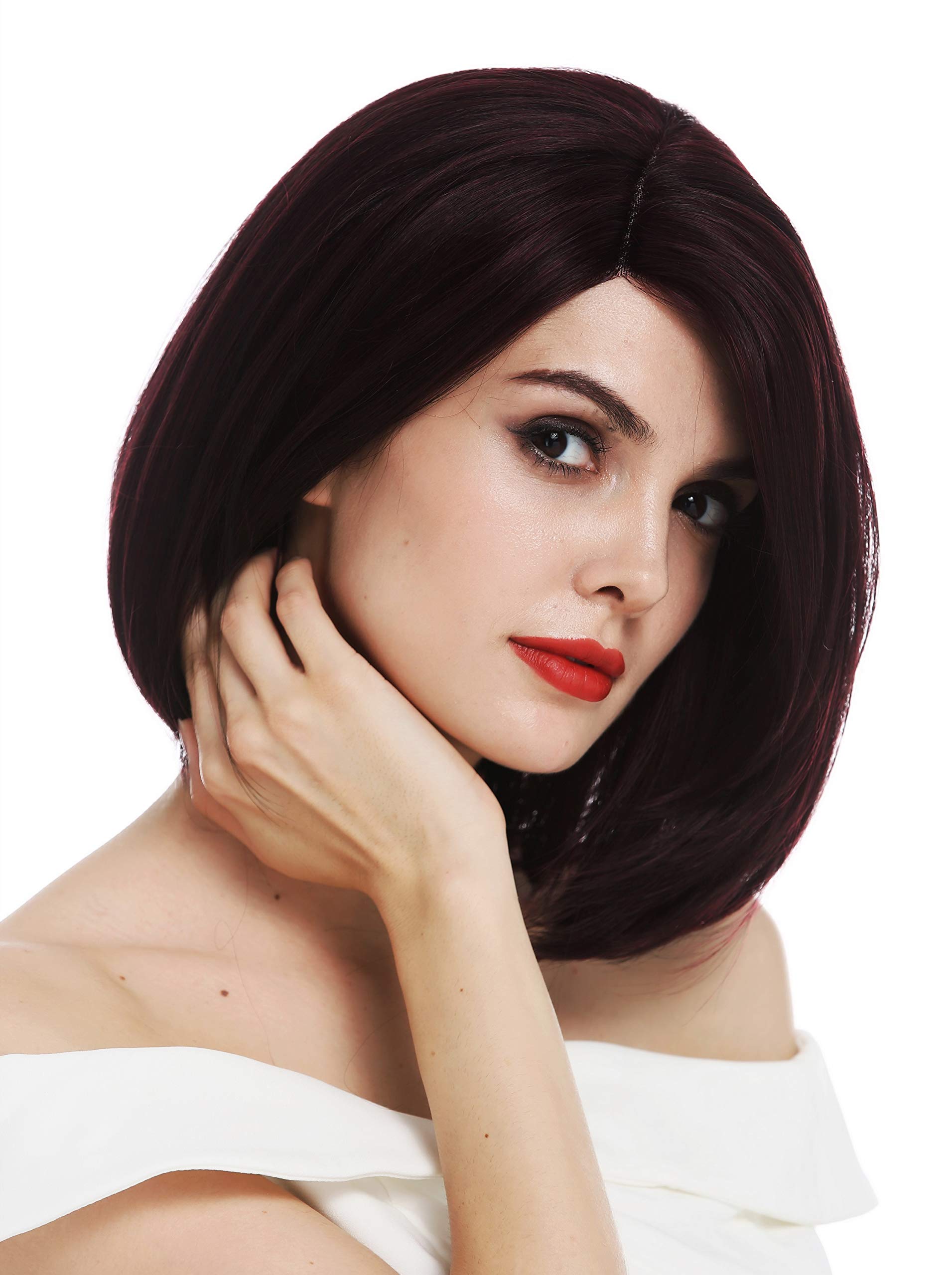 WIG ME UP - HAA-MF-99J wig women's wig lace front partial monofilament shoulder length bob long bob sleek voluminous Bordeaux red