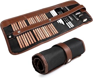 Coolzon Skizzen Zeichen Bleistifte Set, 29 Stück Zeichenset mit Zeichenstifte Skizzierstifte Kohlestifte Graphitstift Spitzer Radiergummi Kunst Zubehör im Art Kit Beutel für Künstler Anfänger Kinder