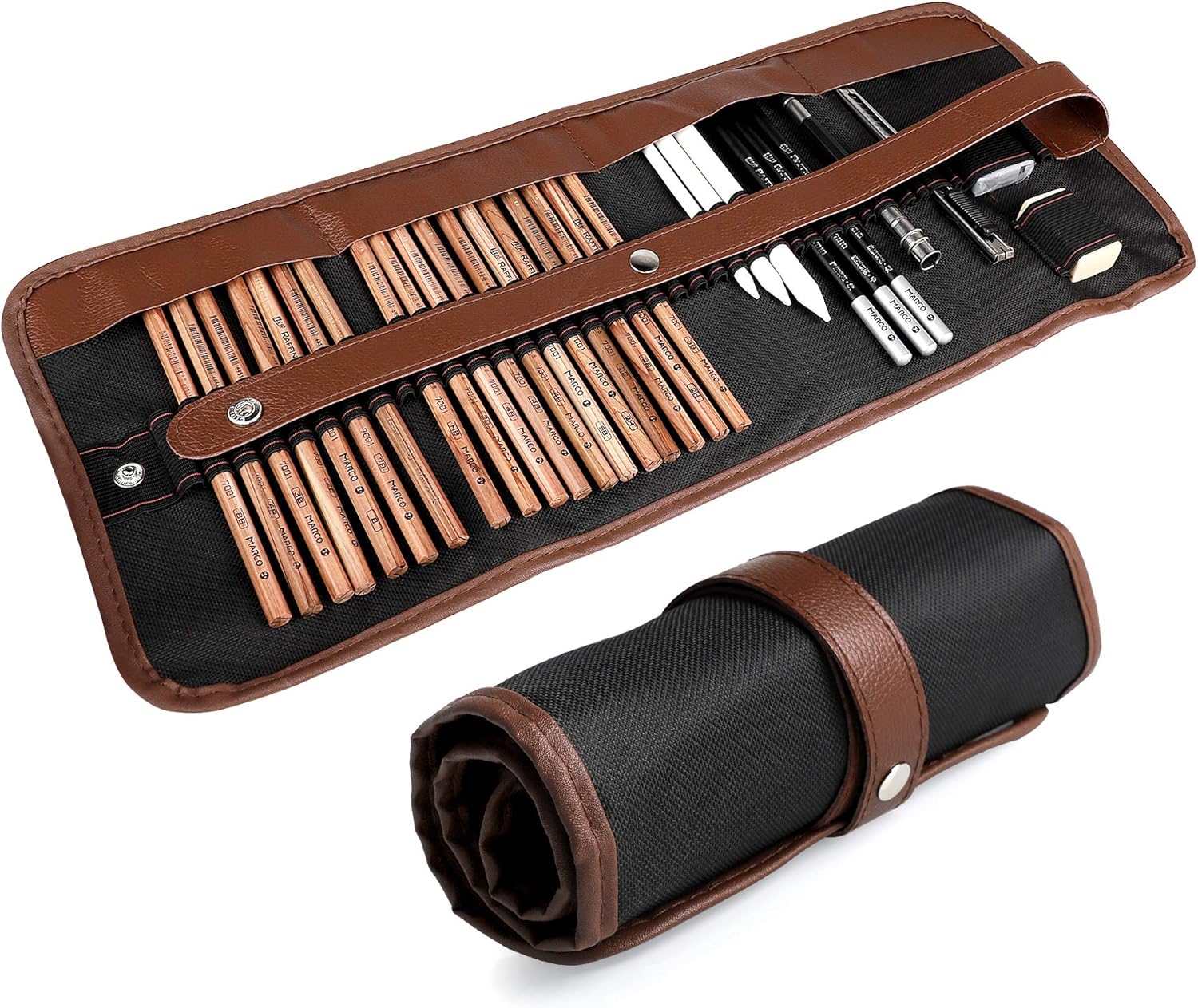 Coolzon Skizzen Zeichen Bleistifte Set, 29 Stück Zeichenset mit Zeichenstifte Skizzierstifte Kohlestifte Graphitstift Spitzer Radiergummi Kunst Zubehör im Art Kit Beutel für Künstler Anfänger Kinder