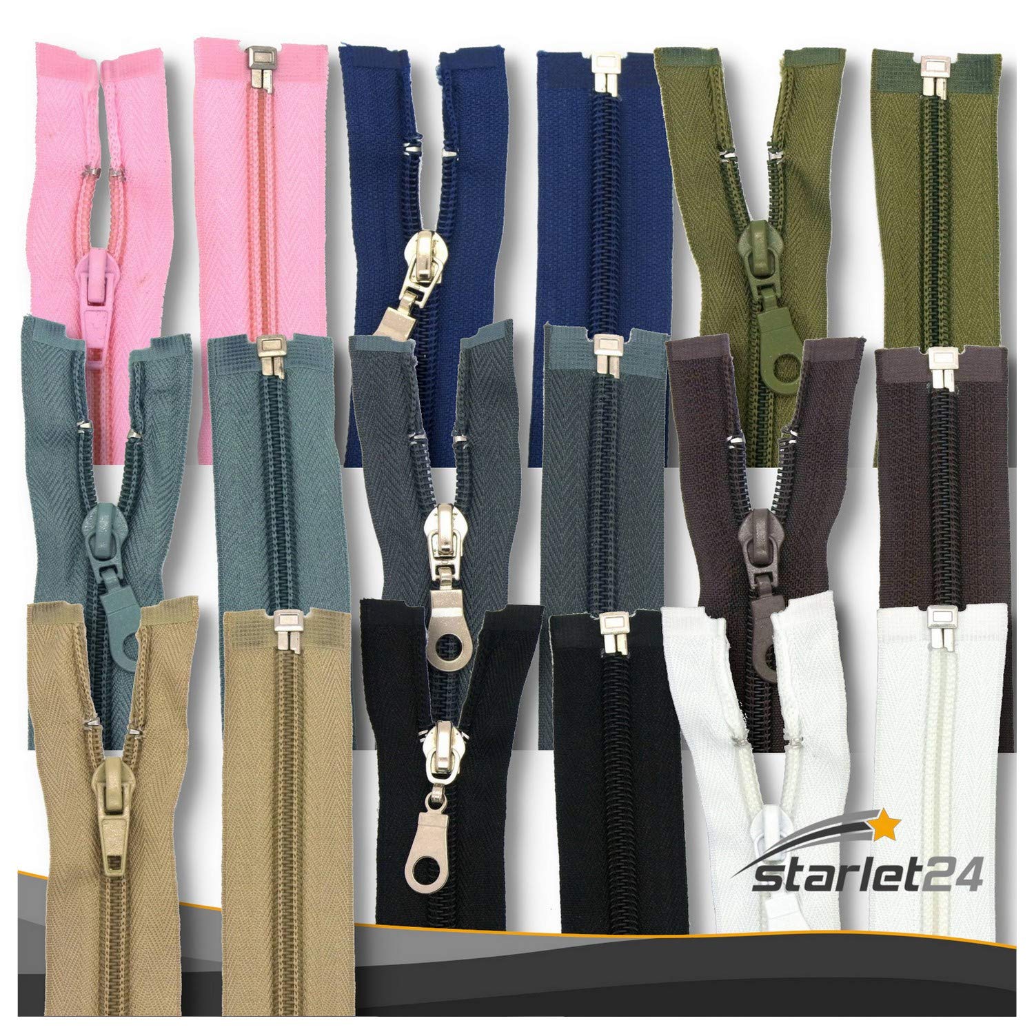 Zip Nylon Spiral 6 mm for Jackets Bags, olive green, 85 cm