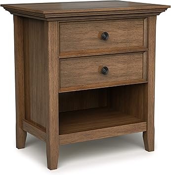 Amazon Com Simplihome Amherst Solid Wood 24 Inch Wide Transitional Bedside Nightstand Table In Rustic Natural Aged Brown Furniture Decor