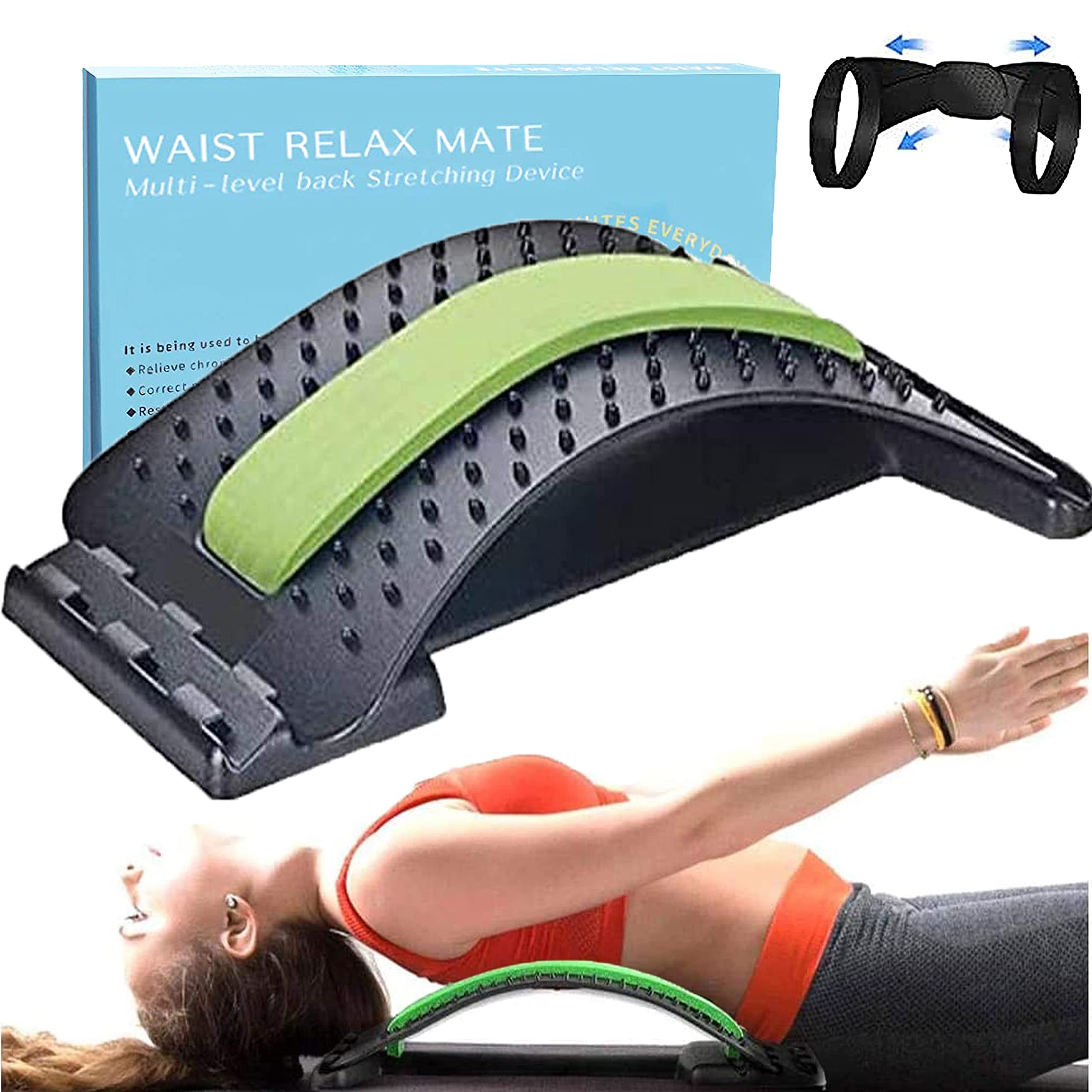 Back Stretcher, Lumbar Support, Back Massager, Orthopedic Back Stretcher for Back Relaxation and Lower Back Pain Relief,Sciatica, 3 Levels Adjustable Back Support Posture Corrector
