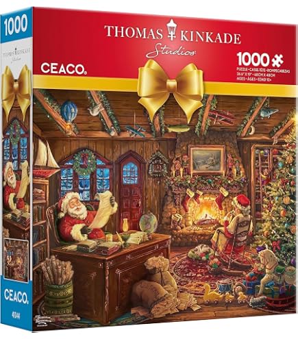 Amazon.com: Ceaco - Thomas Kinkade Santa Checking His - 1000 Piece