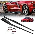 Bracingo Side Skirt fit for Chevy Chevrolet Corvette C8 Coupe 2Doors 5VM Style 2020 2021 2022 2023,Left Right Side Skirt Rocker Panel Kit,Body Side Lower Line Protector Panels,Carbon Fiber Texture