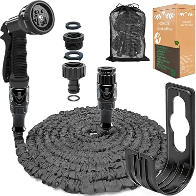 HOMOZE Expandable Garden Hose 50ft with 3/4 and 1/2 Inch Fittings