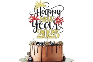 Leetaivie Happy New Year 2025 Cake Topper, Welcome 2025 Cake Topper New Year Party Cake Decor, 2025 New Year Fireworks Cake Decoration，Hello 2025 New Year's Party Decoration Supplies