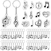 Sasylvia 60 Pcs Musical Note Key Chain Welcome Back to School Music Keychain Musical Party Favors Choir Gifts Clef Key Ring Trinket Keyfob for Students Music Theme Party Decoration Supplies