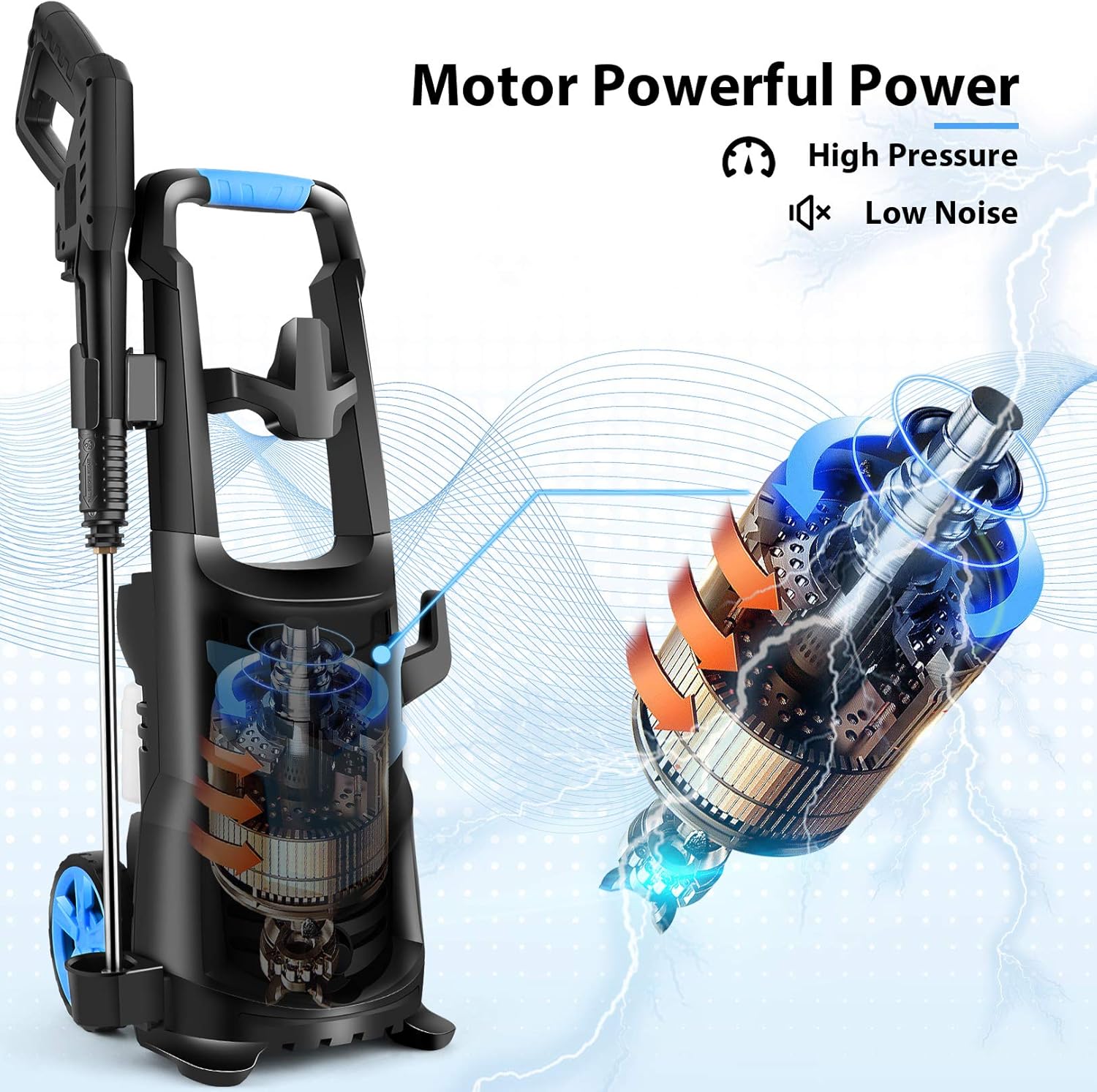 Pressure Washer WHOLESUN 3600PSI Pressure Washer 2.6GPM 1900W Electric Power Washer with 4 Nozzles for Cleaning Cars, Driveways, Garden : Garden & Outdoor
