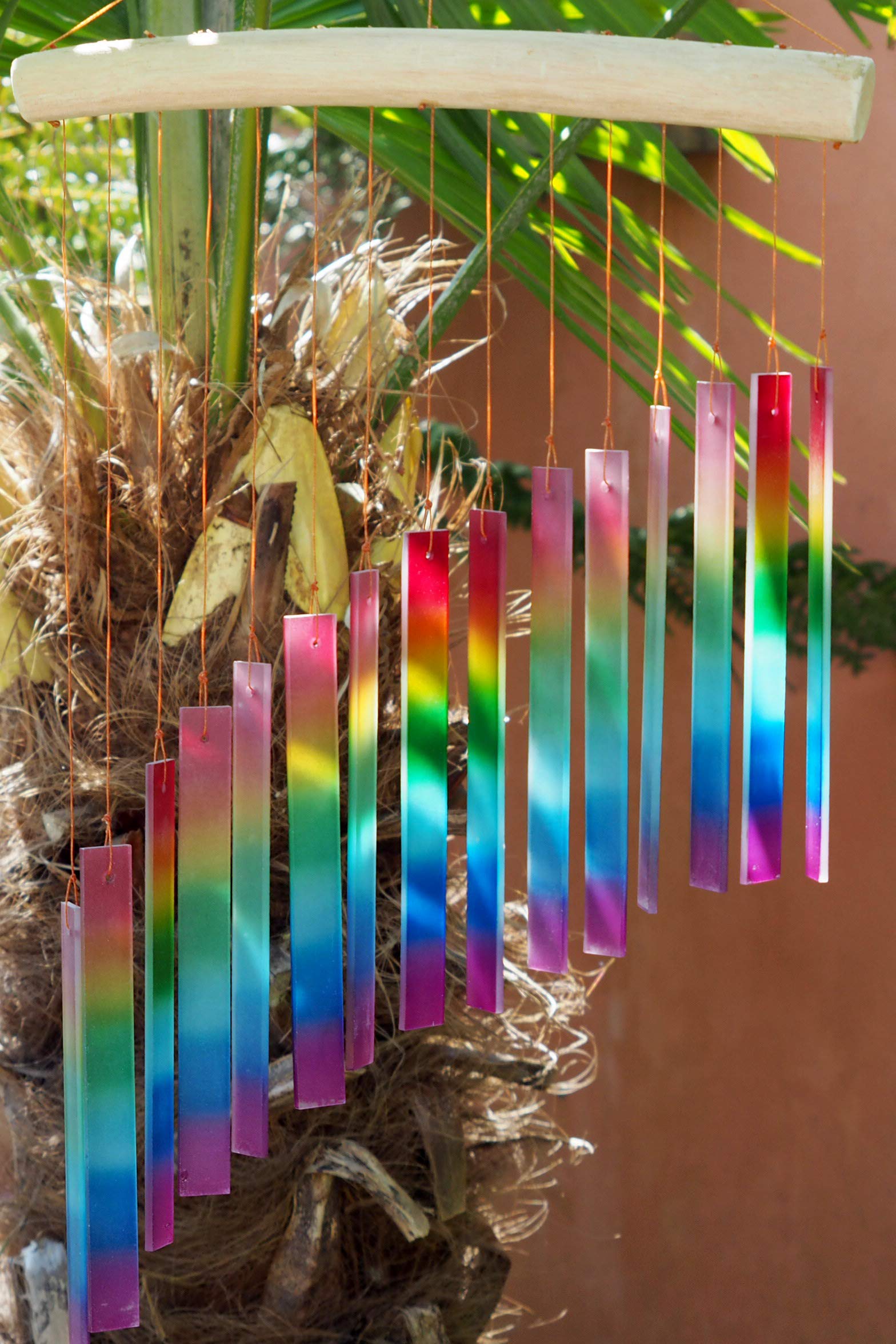 Sunlover Large Handmade Fair Trade Glass Wind Chimes - Rainbow