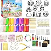EggSun Polymer Clay Earring Kit & Clay Jewelry Making Kit with Cutters, 500+Pcs Jewelry Craft Supplies with 24 Oven-Bake Colors Cutters Ear Hooks Charms Beads Tools Instructions for Beginners & Adults