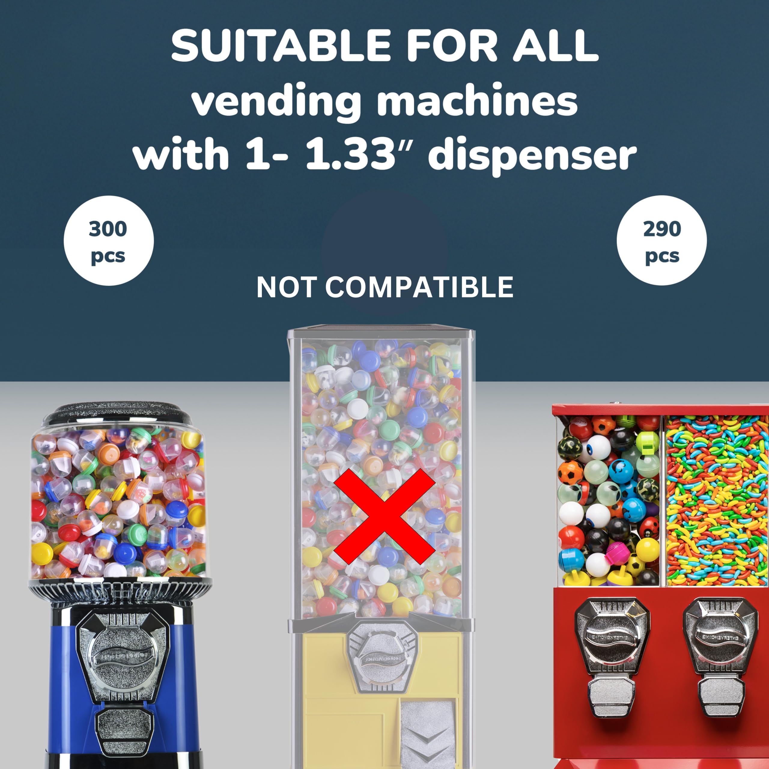 Capsule Vending Machine Translucent Round Capsules Empty 50 pcs 1.1 inch - Gumball Machine Capsules Bulk Party Favors Containers - Easter Basket Stuffers Gifts Pinata Stuffers DIY Craft Supplies