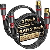 Warrky XLR Cables 6ft 2 Pack [Oxygen-Free Copper (OFC), Gold-Plated Connector] Balanced Microphone Cable Male to Female Professional Hi-Fi XLR Cable