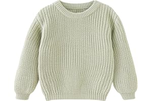 Miccina Baby Toddler Boys Sweater Girls Knit Pullover Sweatshirt Kids Long Sleeve Crew Neck Solid Casual Tops