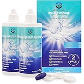 Oculus Curae Aqua Naina Contact Solution &ndash; Premium Preservative-Free Formula for Soft, Hard, Scleral &amp; Gas Permeable Lenses &ndash; Multi-Purpose Disinfecting Solution with Lens Case, 12 fl oz (Pack of 2)