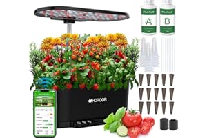 HDROOR Hydroponics Growing System Kit APP Controlled, 15 Pods Indoor Herb Garden Hydroponic 36W Grow Light, Smart Indoor Garden, Height Adjustable to 30", Auto Timer, Quiet Pump, Water Shortage Alarm, Black