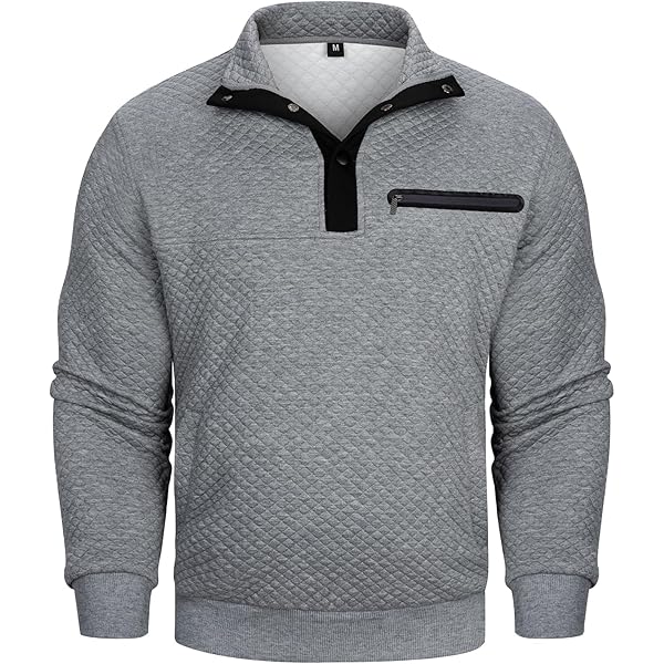 Elegant Texture Men's Casual Retro Cashmere Stand Collar Button Sweats - View #10