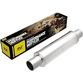 MagnaFlow Performance Exhaust Muffler 10416 | Deep Signature Sound, 4x4x14" Round, Stainless Steel, 2.5"/2.5" Inlet/Outlet, Center/Center