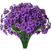 Gamity 15 Bundles Artificial Flowers UV Resistant Outdoor Plants No Fade Faux Plastic Shrubs Fake Silk Flowers Window Box Garden Porch Home Decoration(Purple)