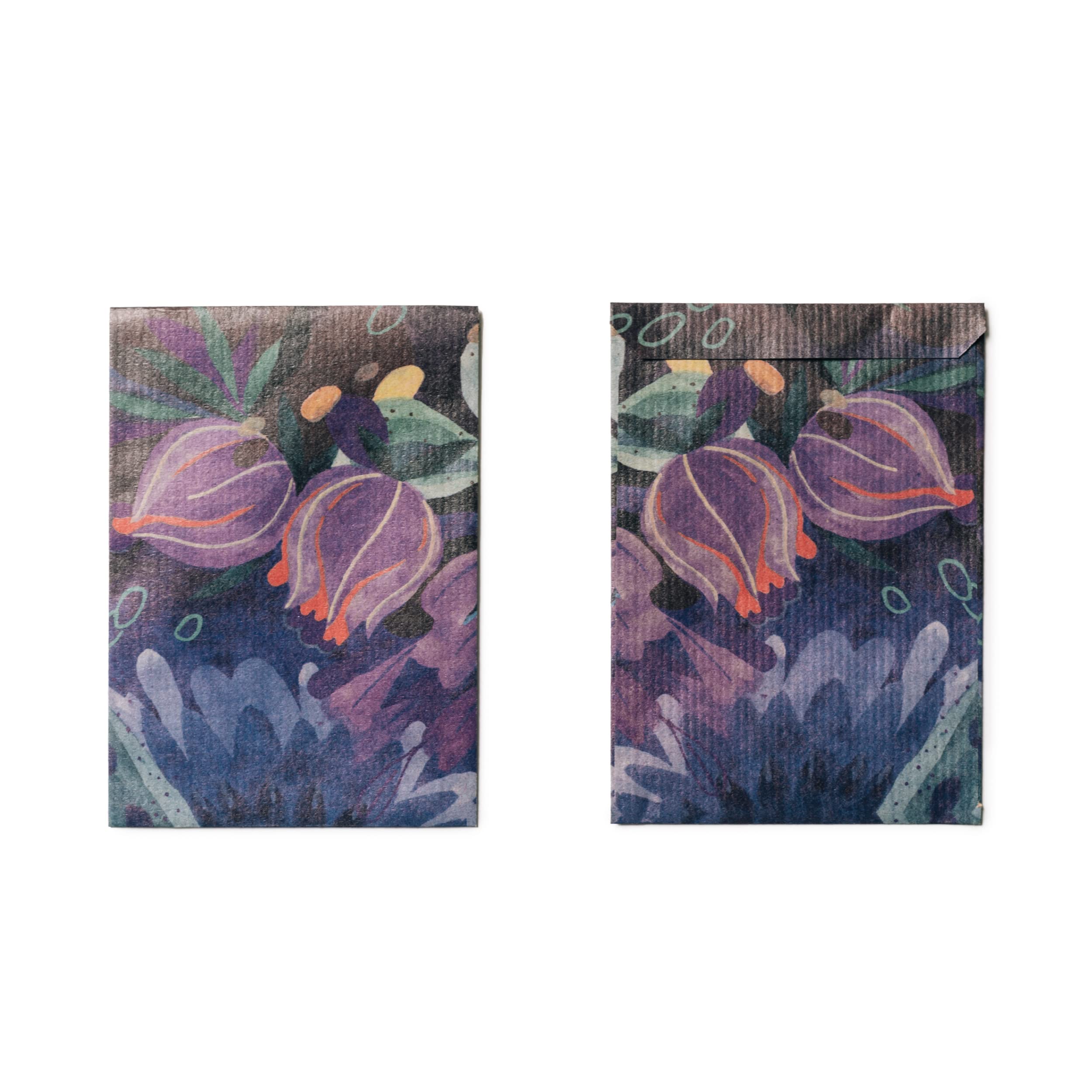 Colourful Paper Bags / Flat Bags / Gift Bags - Small / Mini Printed Kraft Paper with Bell Flower Design - Pack of 40