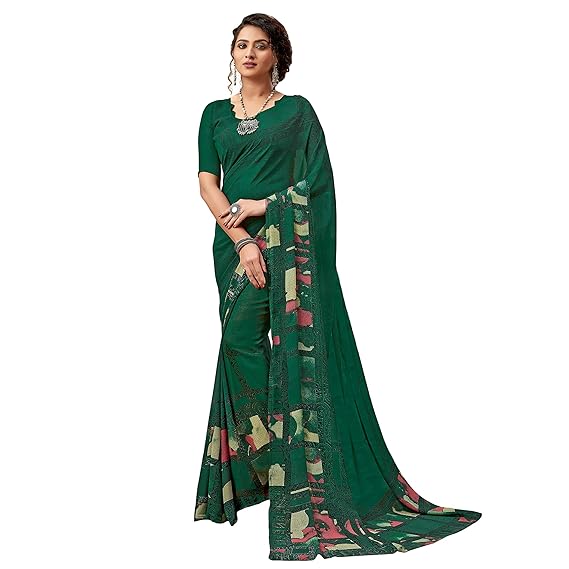 Shaily Georgette Abstarct Print Saree[S_SAHELI9581SR05_perent_Red]