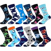 WeciBor Men's Combed Cotton Novelty Crew Socks Size 7-15 | 80% Organic Cotton, Could Soft, Multi Pack, Fun Daily Wear, Novelty Gift, Versatile Occasions, Christmas Decorations