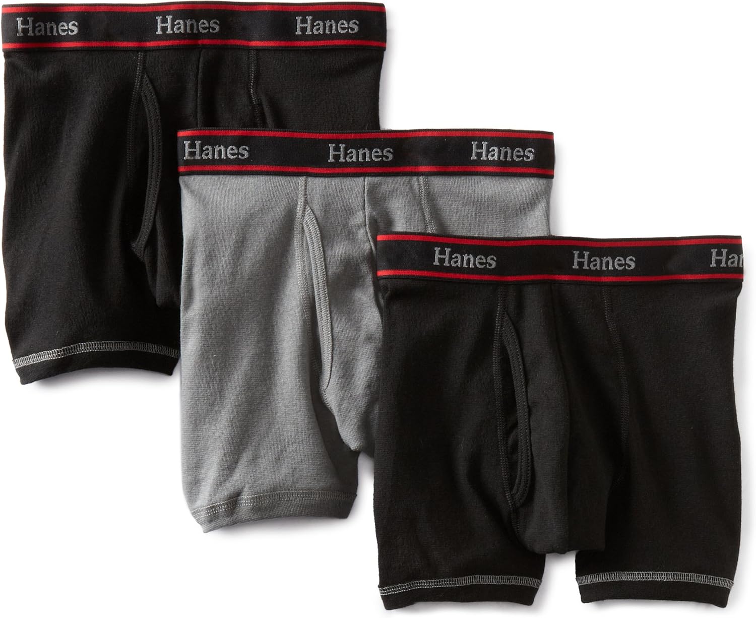 Hanes Men's 3Pack Comfort Stretch Short Leg Boxer Brief, Black/Grey
