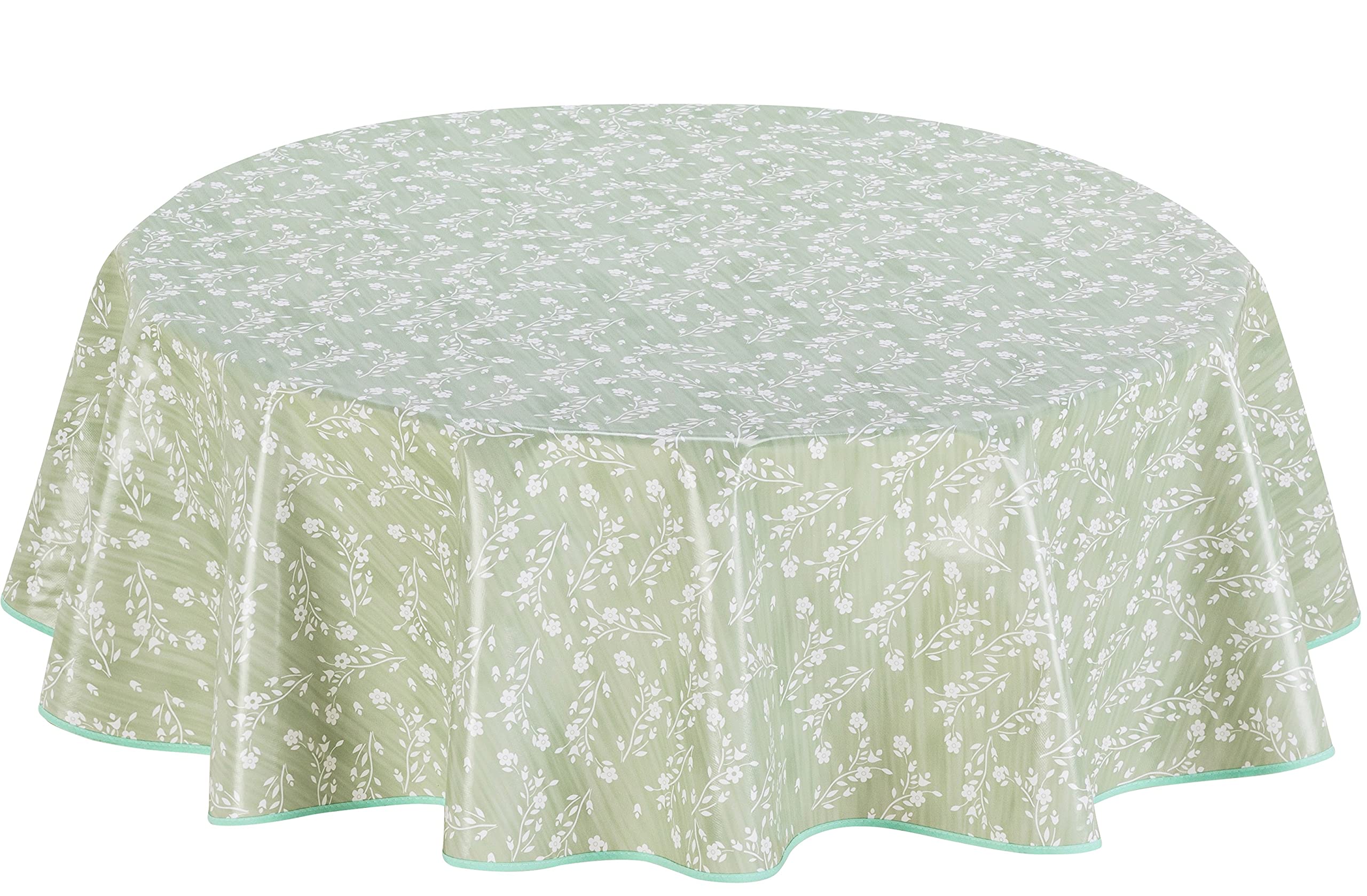 Home Direct Round Oilcloth PVC Wipe Clean Tablecloth Table Cover 140cm 55" Sage Green