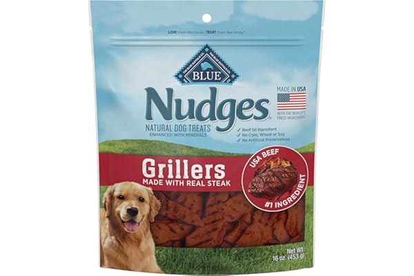 Blue Buffalo Nudges Grillers Natural Dog Treats, Steak, 16oz Bag