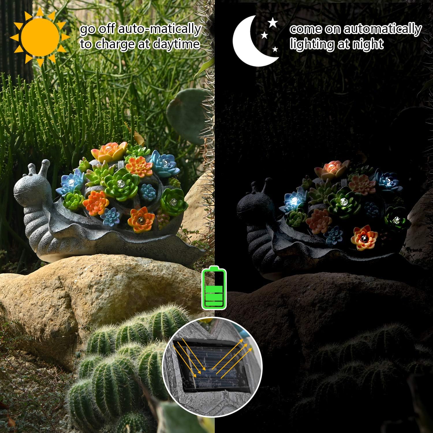 ASAWASA Snail Solar Garden Statues and Sculptures Outdoor Decor, Garden Figurines with Solar Powered Lights for Patio, Lawn, Yard Art Decoration, Housewarming Garden Gift, 9.7x4.7x6.3 Inch : Garden & Outdoor