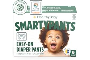 SmartyPants Pull Up Style Diapers | EWG Verified Safe & Plant-Based | Quilted 360 Waistband, Super Absorbent for Overnight Leak Protection | Training Pants by HealthyBaby | Size 6 (32 Count)