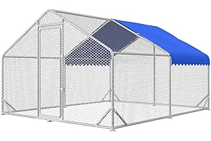 SINO LUBAN Large Metal Chicken Coop Run for 20 Chickens, Chicken Runs for Yard with Waterproof & Anti-UV Cover, Chicken Pens Outdoor with Top, Galvanized Walk-in Poultry Cage for Outdoor Farm