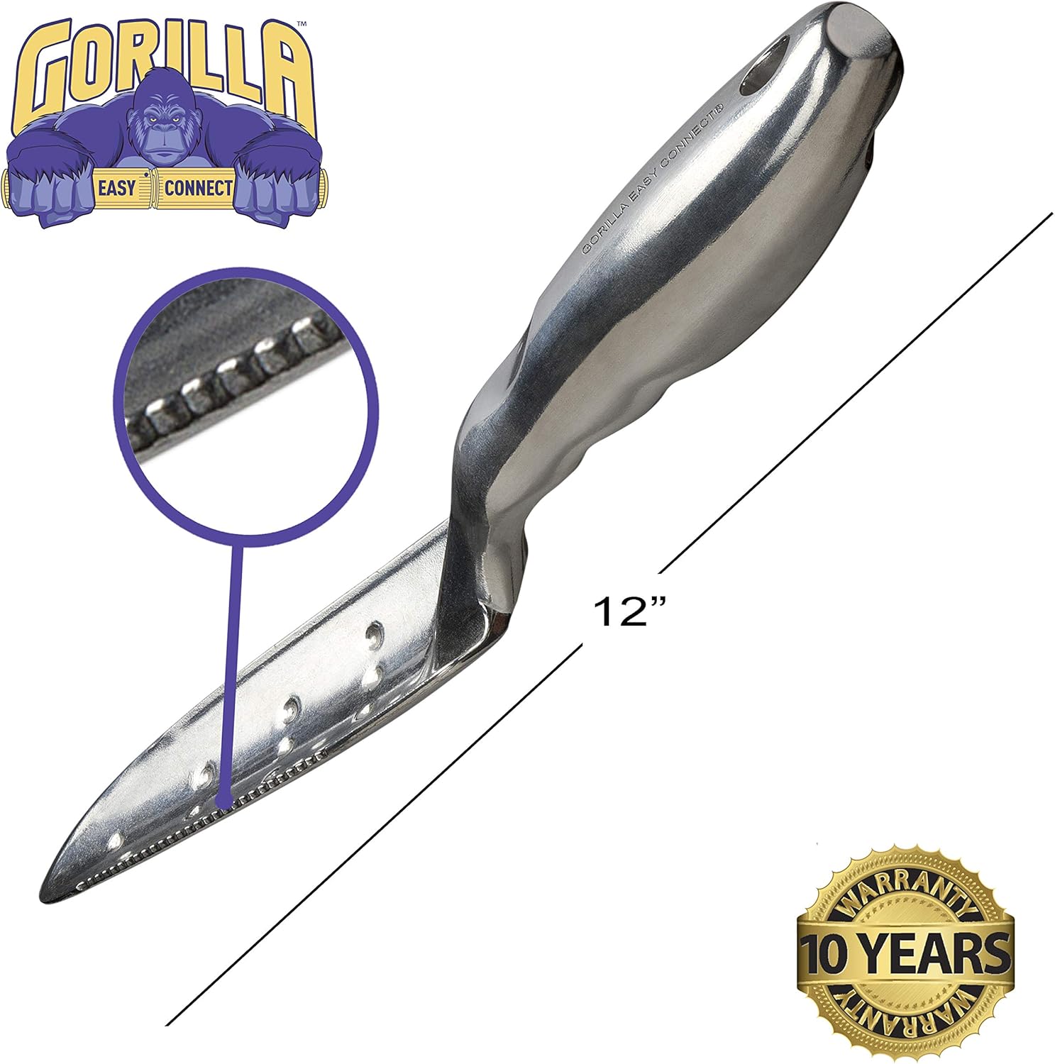 GORILLA EASY CONNECT Heavy Duty Garden Tools with Digging Trowel, Transplant Trowel and Cultivator Hand Rake. : Garden & Outdoor