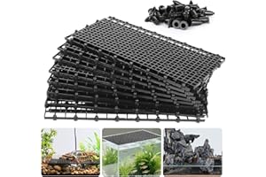 Hygger CO2 12pcs Aquarium Fish Tank Divider Filter Bottom with Bracket, Plastic Egg Crate Grid (11.6X5.7inch) for Fish Tank Separation, Bottom Filtration & DIY Aquascaping (Black, 72 Brackets)