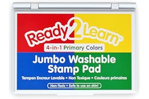 READY 2 LEARN Jumbo Washable Stamp Pad - 4-in-1 Primary Colors - Non-Toxic - Fade Resistant - Perfect for Scrapbooks, Posters and Cards