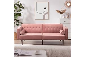 NicBex Memory Foam Coach with Convertible Velvet, Tufted Cushion, Tool-Free Assembly, Modern Stylish Futon Set for Small Apartment, Living Space, Office Sofas, Rose Pink
