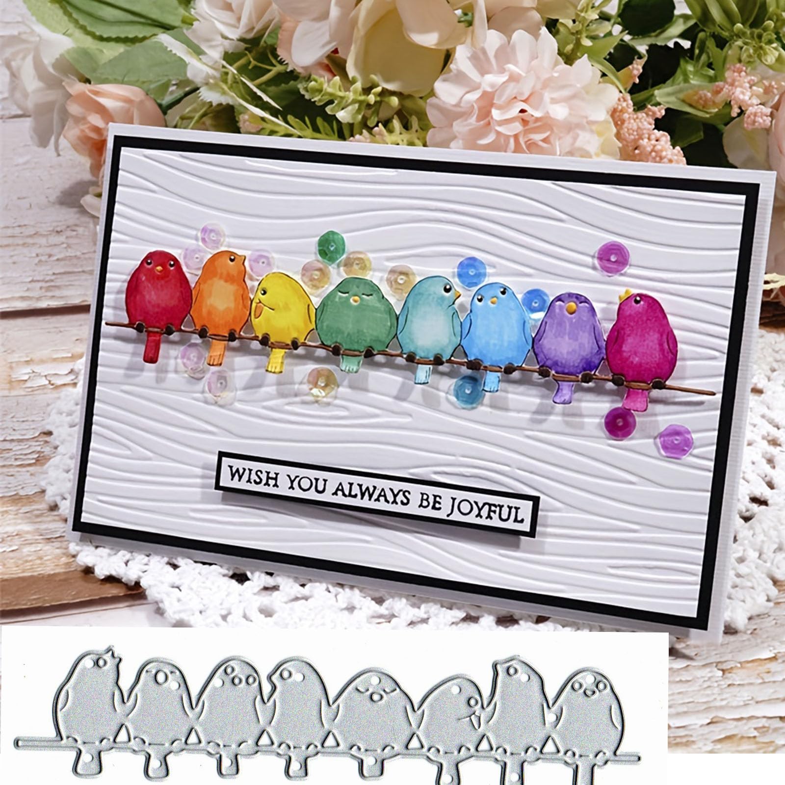 Lots Cute Birds Metal Die Cuts for Making, Christmas Flower Frame Bird Card Cutting Dies, DIY Scrapbooking Album Decorative Embossing Paper Card Embossing Craft