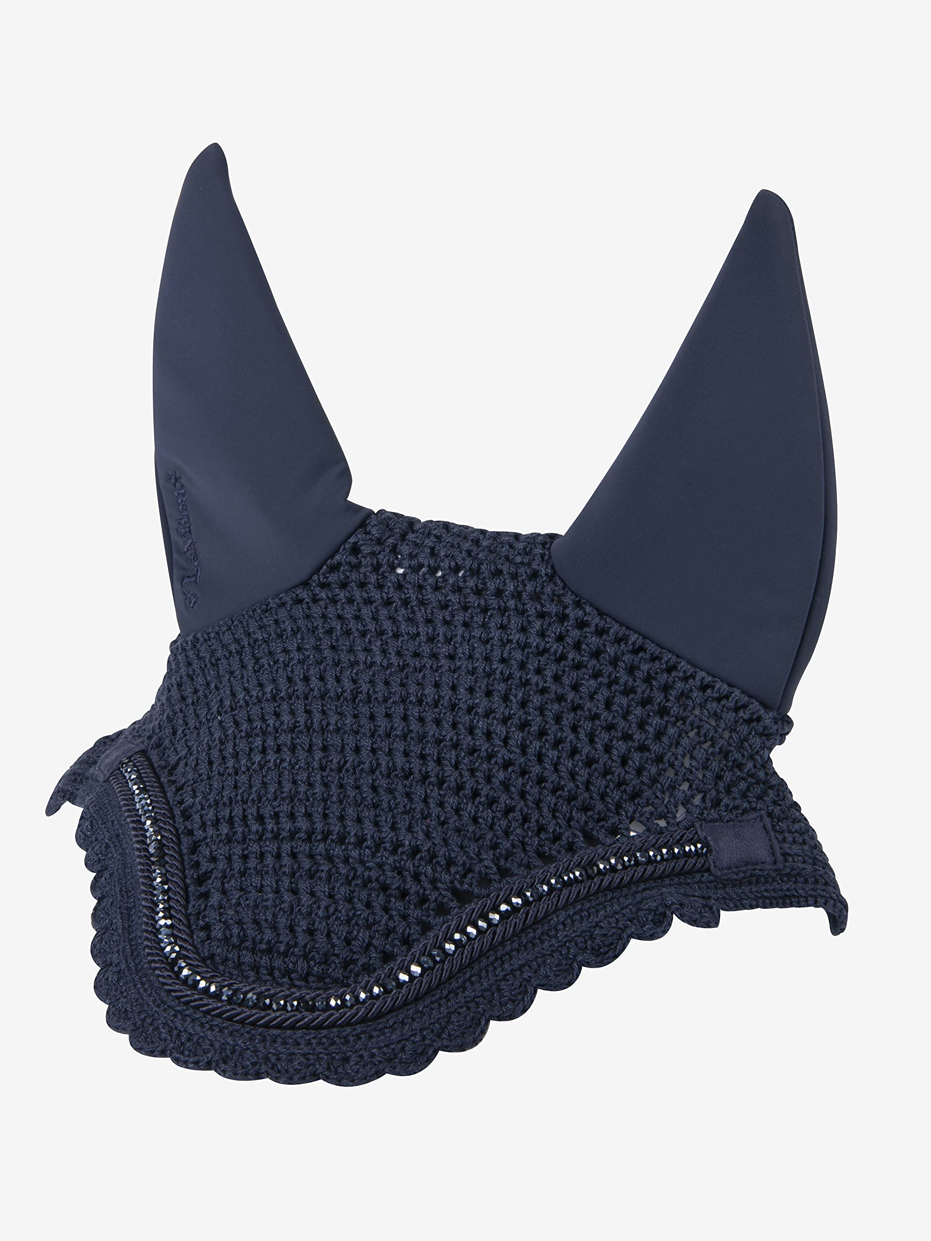 LeMieux Diamante Acoustic Fly Hood in Navy with Soundproof Micro Foam - Soft Bamboo Lining - Comfortable Fit Sport Horse Wear - Medium