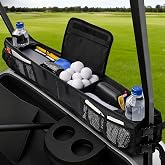 KyuerWK Golf Cart Storage Basket, No-Drilling Golf Cart Front Basket with Cooling Compartment &amp; Adjustable Anti-Slip Buckle Strap, Fits Club Car, EZGO, Drive, Kandi Electric and ICON