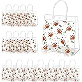 16Pcs Football Goodie Bags, HYMENEX Football Gift Bags with Handles Superbowl Party Decorations Clear PVC Football Snack Treat Bag for Super Bowl Supplies Team Birthday Party Sport Favor