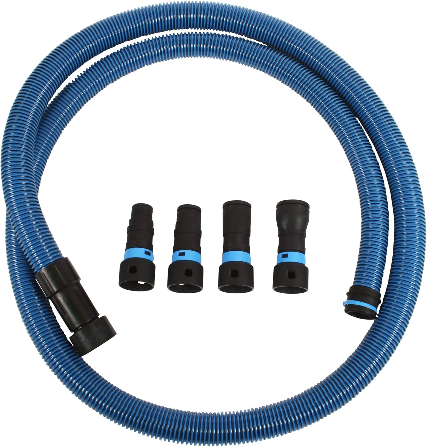 Cen-Tec Systems 95204 10 Ft. Antistatic Vacuum Hose for Shop Vacs with Expanded Multi-Brand Power Tool Adapter Set, Blue