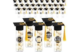 FlorWave 30 Sets 2026 Graduation Candy Tubes Graduation Party Candy Boxes Containers Grad Cap Jars with Tassels Stickers Clea