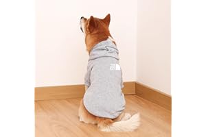JizahPET Dog Hoodie,Comfortable, Soft and Breathable Fashion Dog Sweatshirt,Outdoor Sports Dog Clothes Face,for Small, Medium and Large Dogs (Light Gray, Medium(Chest: 16'', Back: 11''))