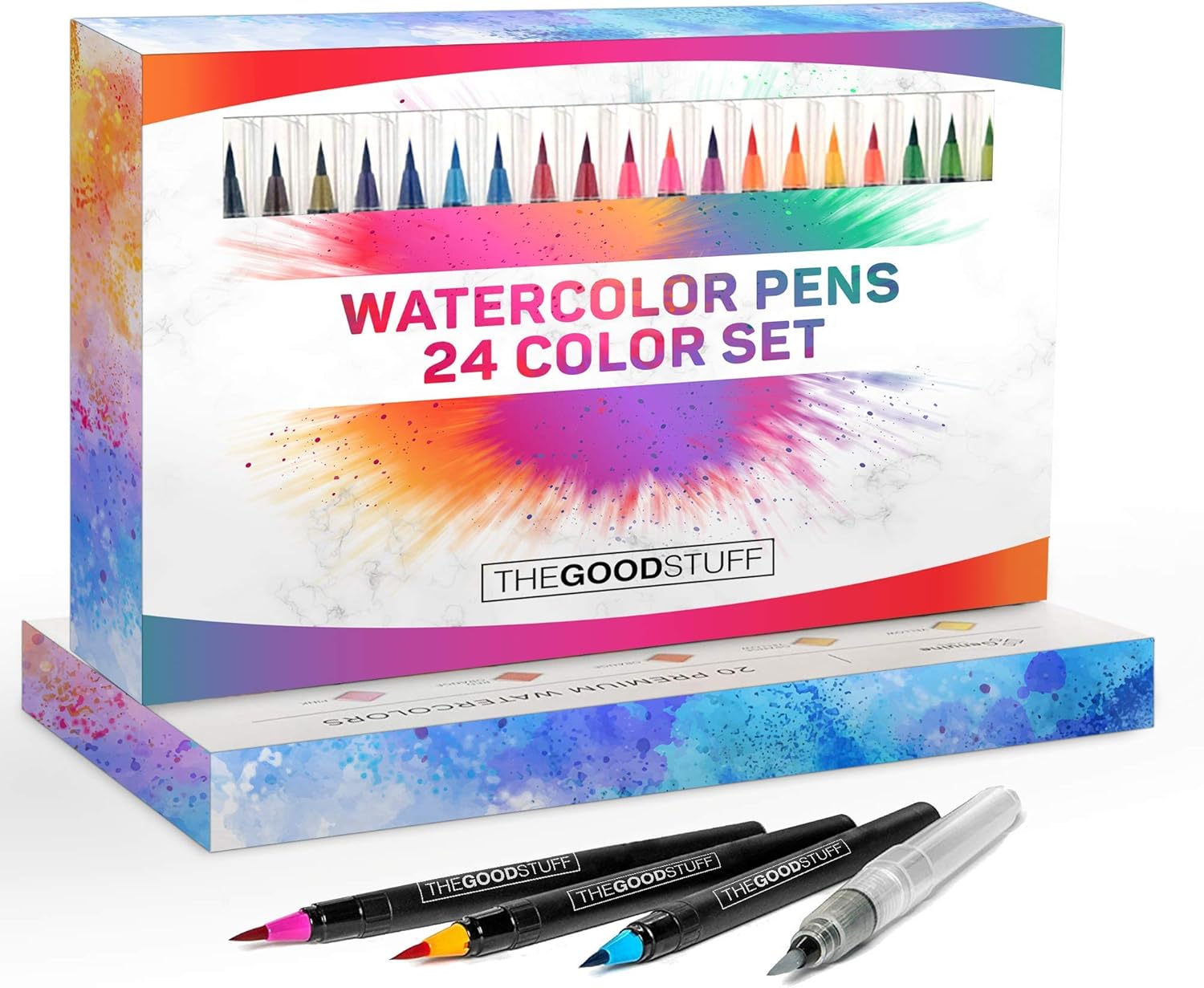 Watercolor Brush Pens Set (24 Vibrant Colors), Simply