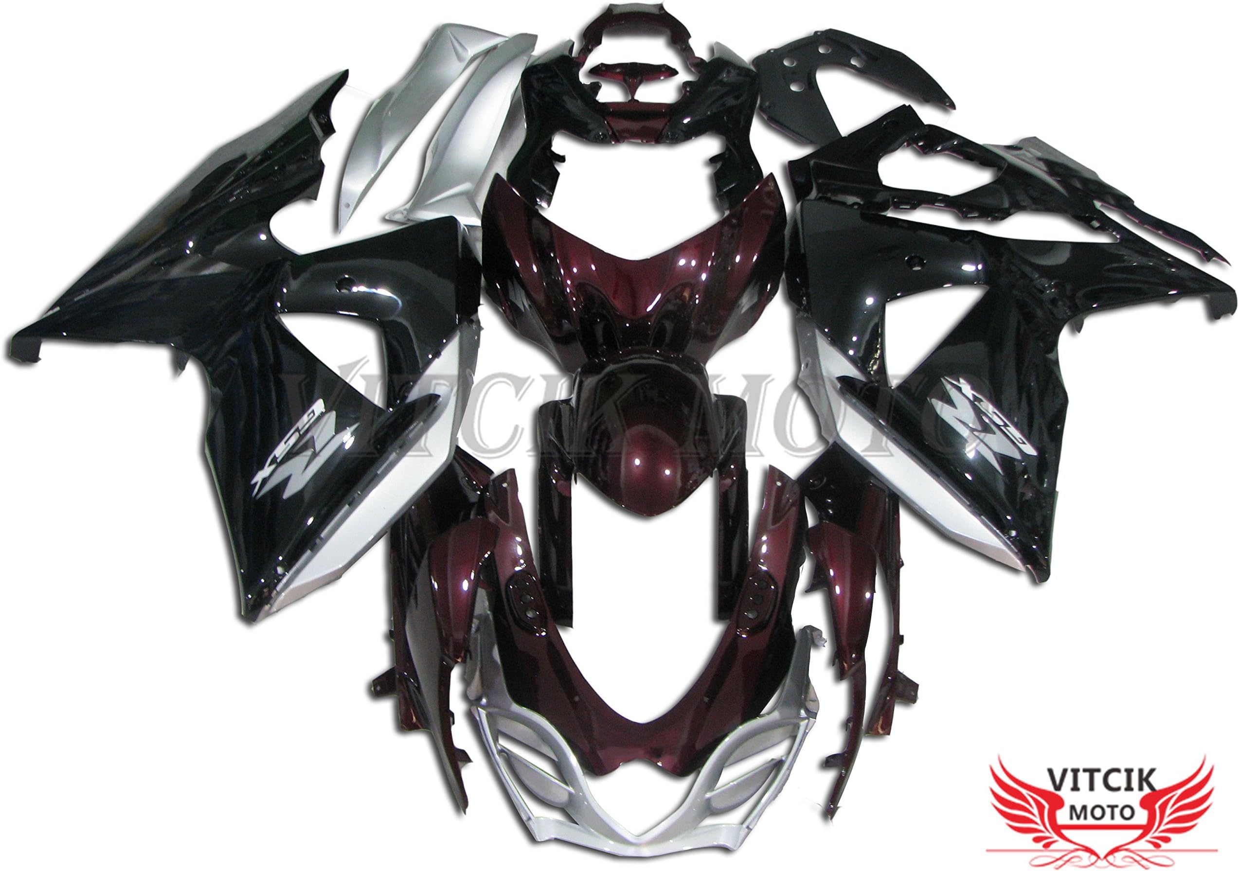 VITCIK (Fairing Kits Fit for Suzuki GSXR1000 K9 2009 2010 2011 2012 2013 2014 2015 2016 Plastic ABS Injection Mold Complete Motorcycle Body Aftermarket Bodywork Frame (Deep Red & Black) A024