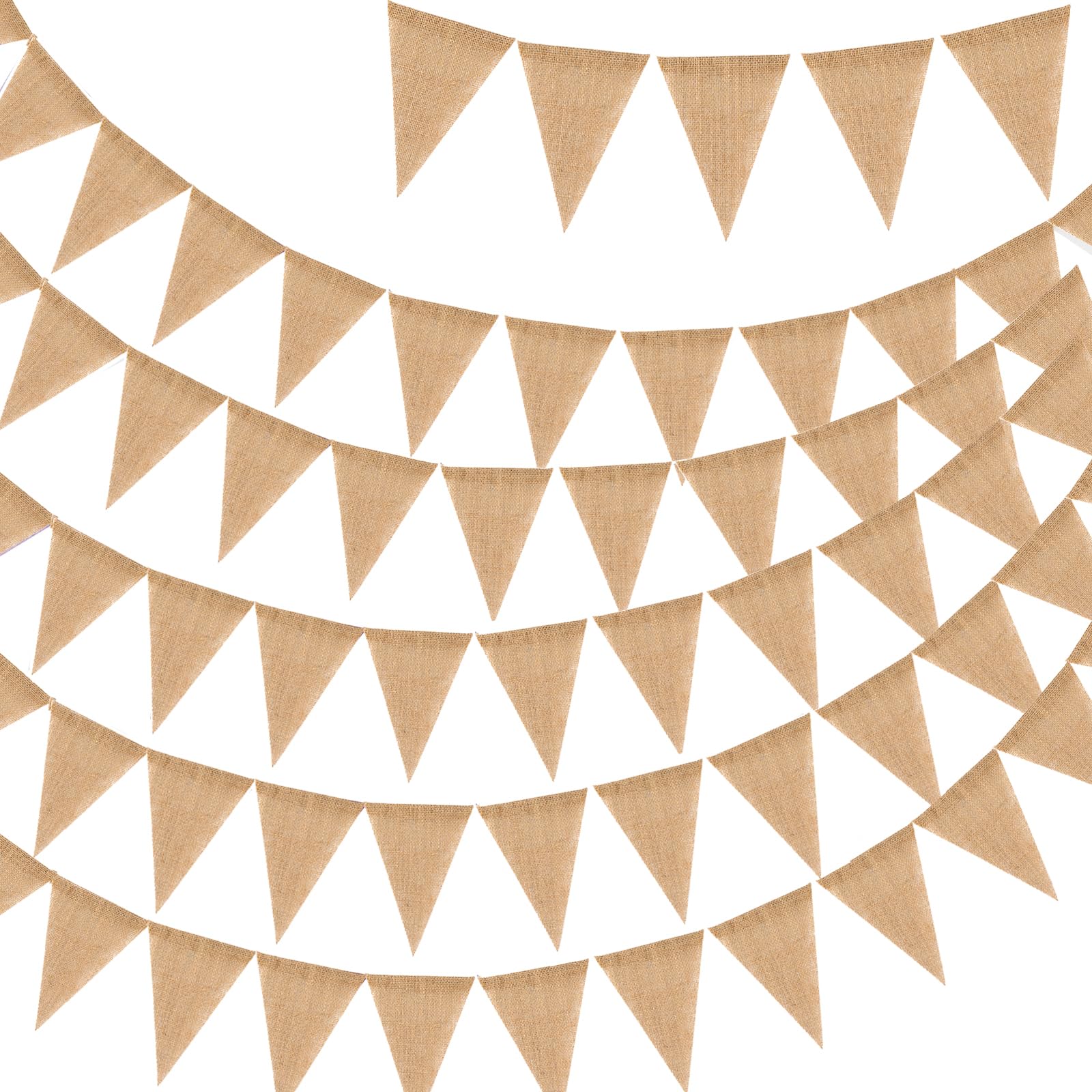 G2PLUS 20M Hessian Burlap Bunting - 60PCS Rustic Linen Bunting Flags - Outdoor Linen Burlap Banner - Natural Hessian Garlands for Garden Wedding Party Decoration